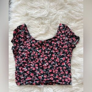Black & Pink Floral crop top